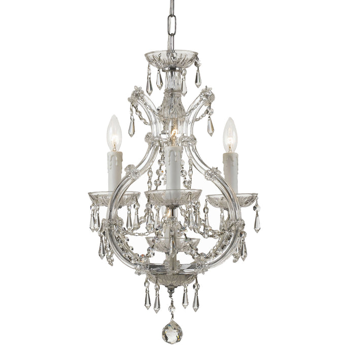 Crystorama 4473-CH-CL-MWP Four Light Mini Chandelier, Polished Chrome