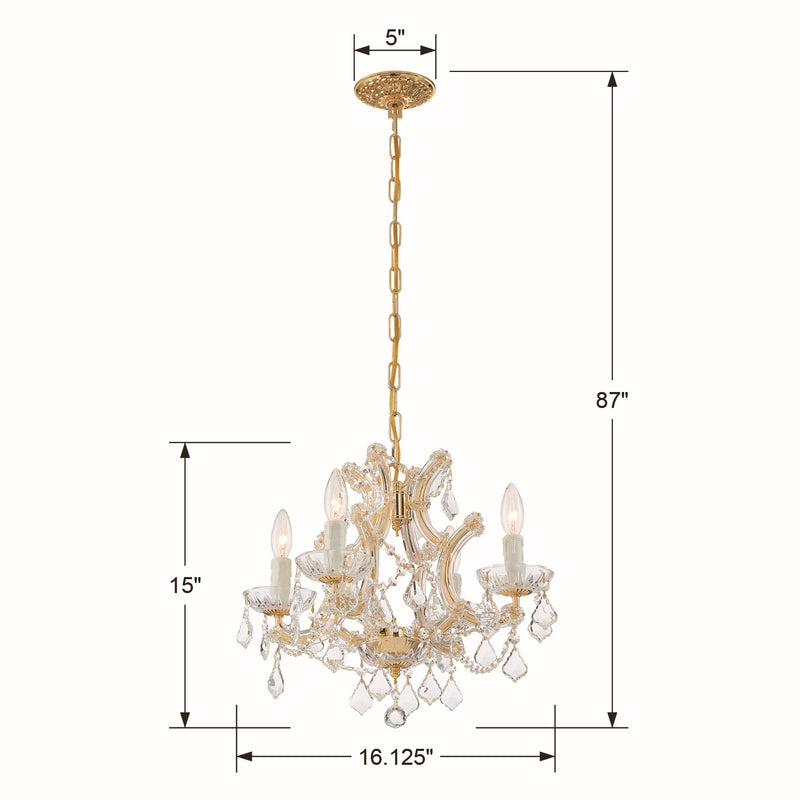 Crystorama 4474-GD-CL-MWP Four Light Mini Chandelier, Gold