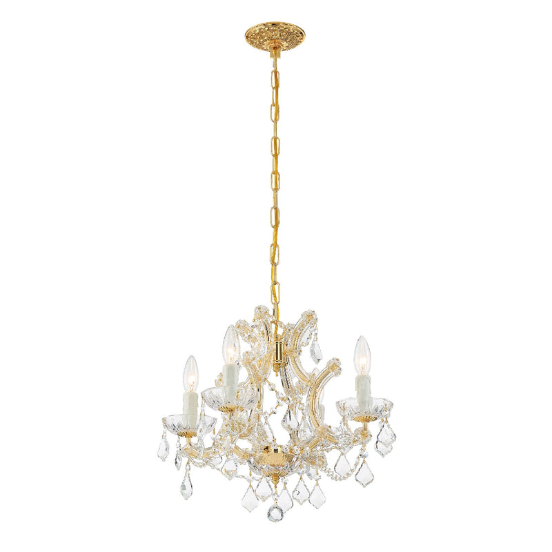 Crystorama 4474-GD-CL-MWP Four Light Mini Chandelier, Gold