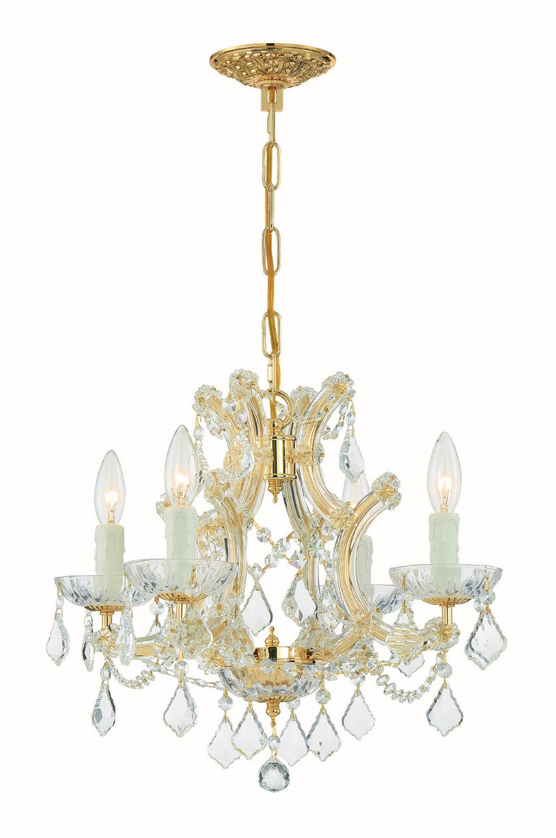 Crystorama 4474-GD-CL-MWP Four Light Mini Chandelier, Gold