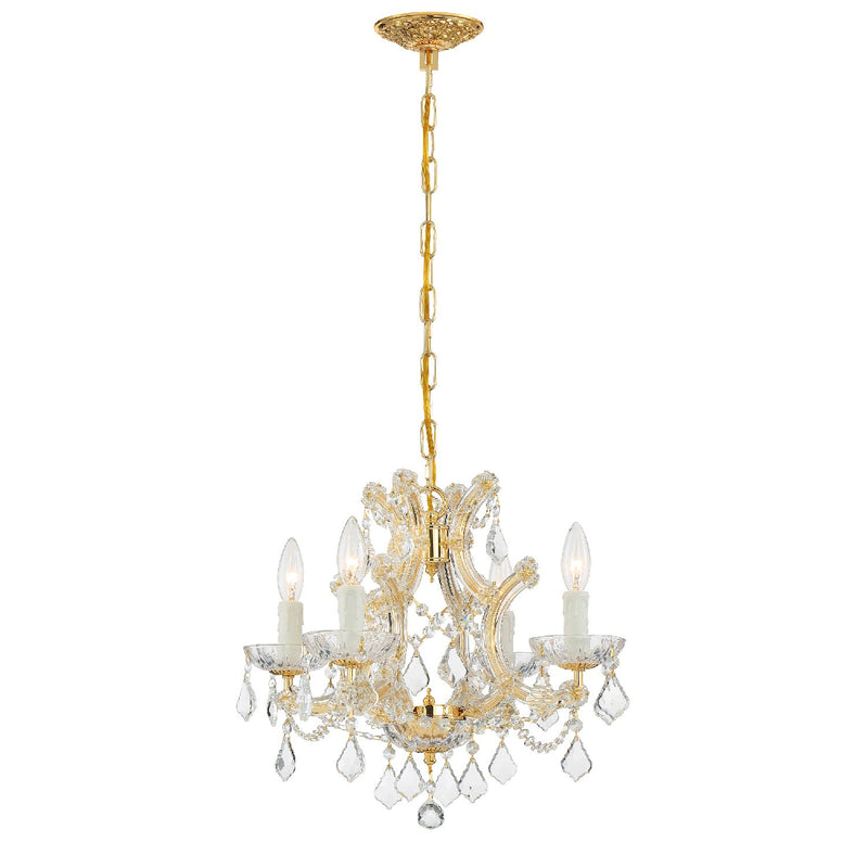 Crystorama 4474-GD-CL-SAQ Four Light Mini Chandelier, Gold