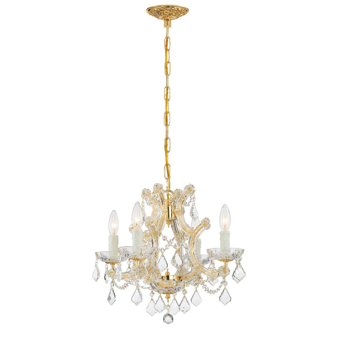 Crystorama 4474-GD-CL-SAQ Four Light Mini Chandelier, Gold