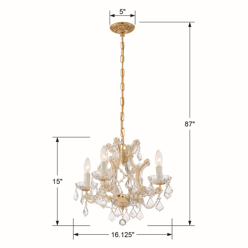 Crystorama 4474-GD-CL-SAQ Four Light Mini Chandelier, Gold