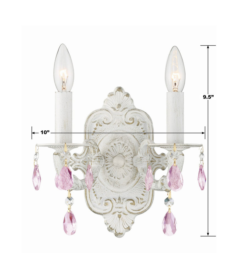 Crystorama 5022-AW-RO-MWP Two Light Wall Sconce, Antique White