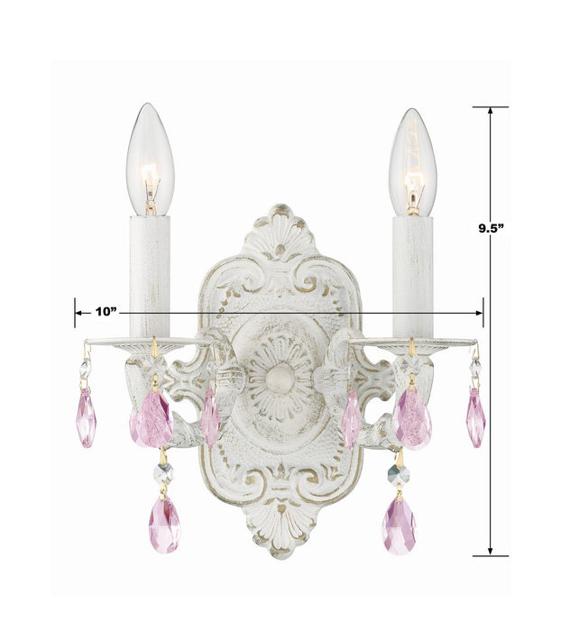 Crystorama 5022-AW-RO-MWP Two Light Wall Sconce, Antique White