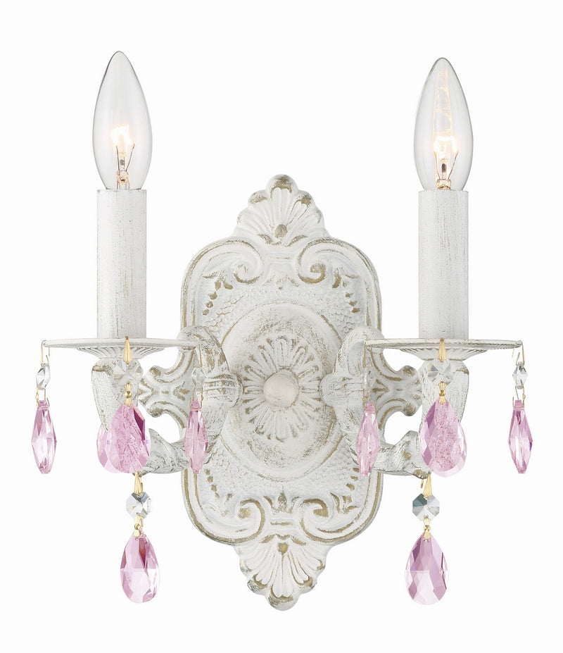 Crystorama 5022-AW-RO-MWP Two Light Wall Sconce, Antique White