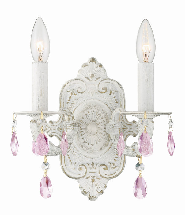 Crystorama 5022-AW-RO-MWP Two Light Wall Sconce, Antique White