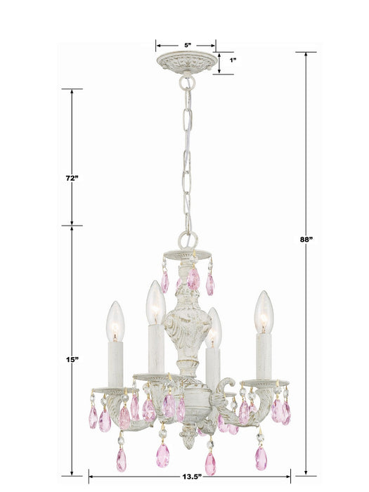 Crystorama 5024-AW-RO-MWP Four Light Mini Chandelier, Antique White