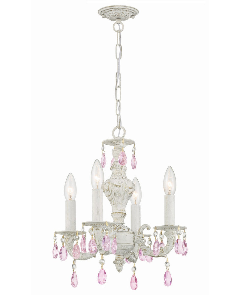 Crystorama 5024-AW-RO-MWP Four Light Mini Chandelier, Antique White
