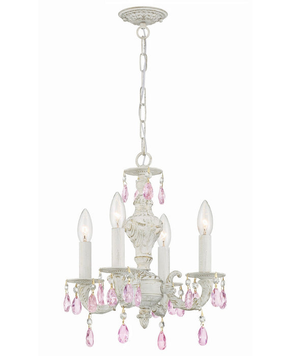 Crystorama 5024-AW-RO-MWP Four Light Mini Chandelier, Antique White