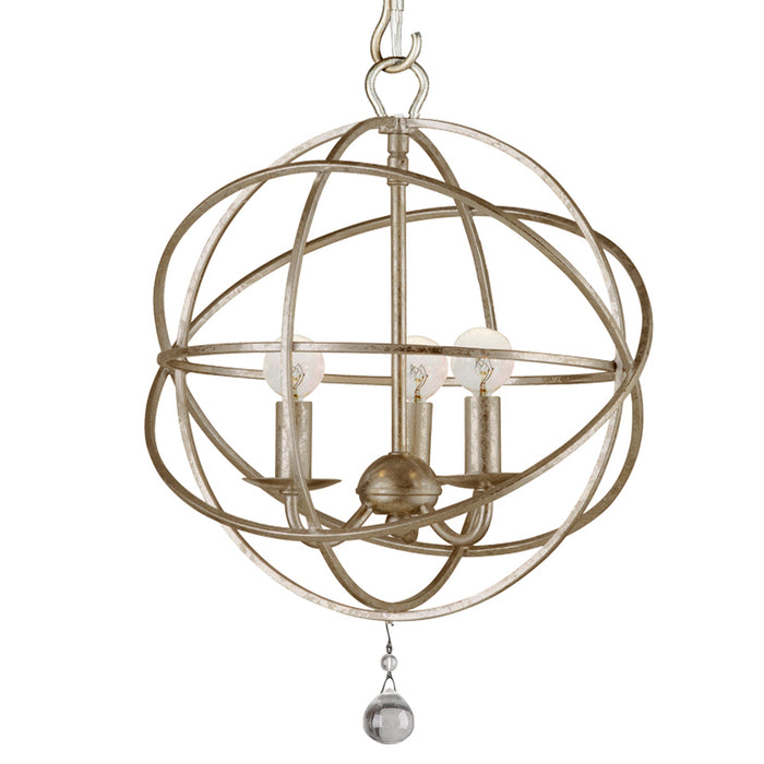 Crystorama 9225-OS Three Light Mini Chandelier, Olde Silver