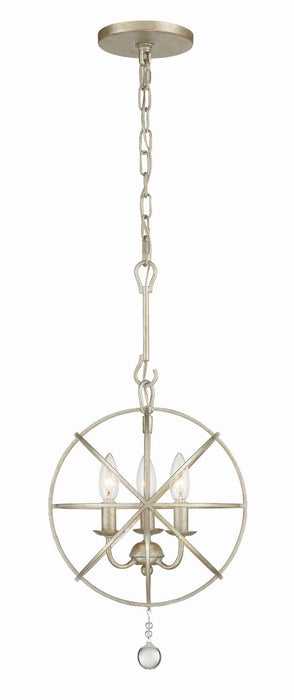 Crystorama 9225-OS Three Light Mini Chandelier, Olde Silver