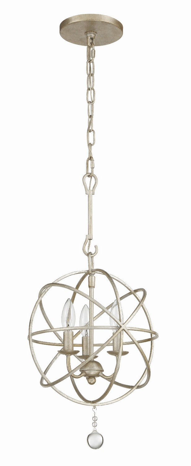 Crystorama 9225-OS Three Light Mini Chandelier, Olde Silver