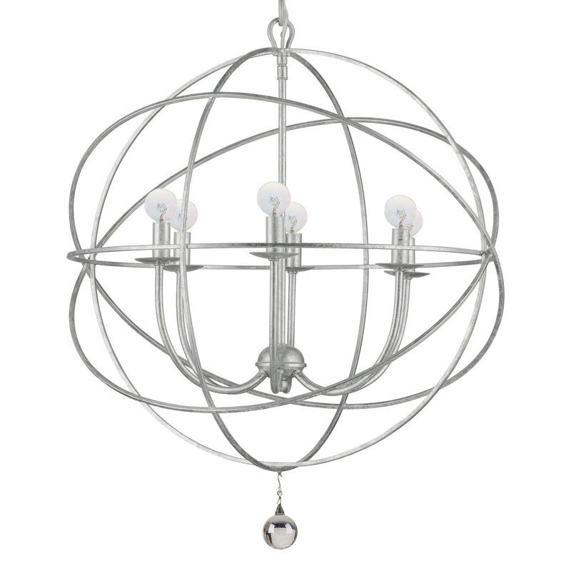 Crystorama 9226-OS Six Light Chandelier, Olde Silver