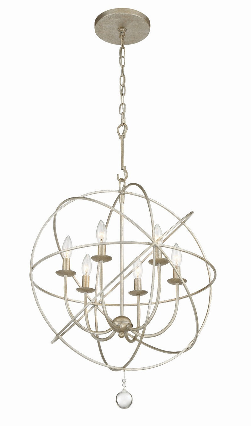 Crystorama 9226-OS Six Light Chandelier, Olde Silver