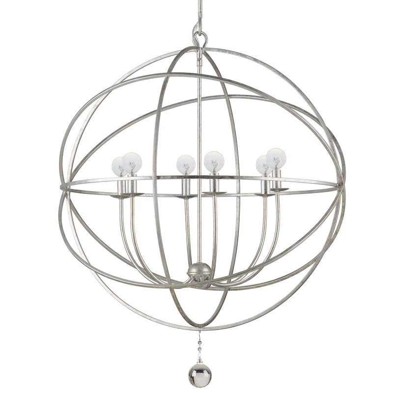 Crystorama 9228-OS Six Light Chandelier, Olde Silver