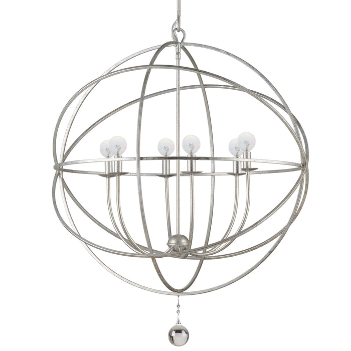 Crystorama 9228-OS Six Light Chandelier, Olde Silver