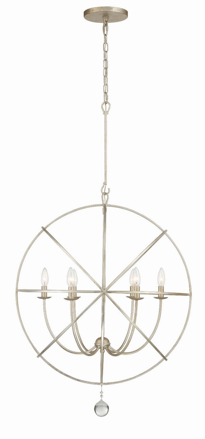 Crystorama 9228-OS Six Light Chandelier, Olde Silver