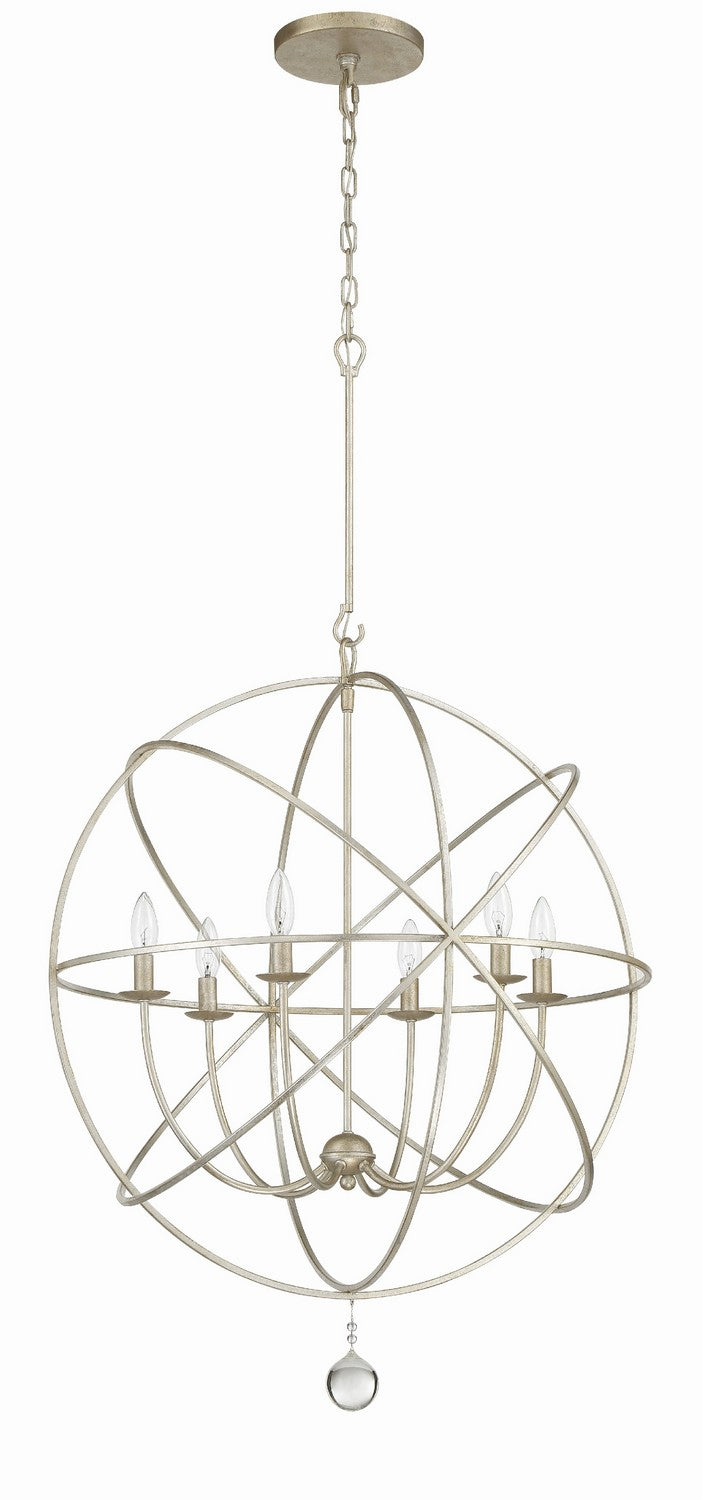 Crystorama 9228-OS Six Light Chandelier, Olde Silver