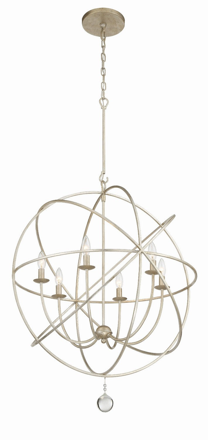 Crystorama 9228-OS Six Light Chandelier, Olde Silver