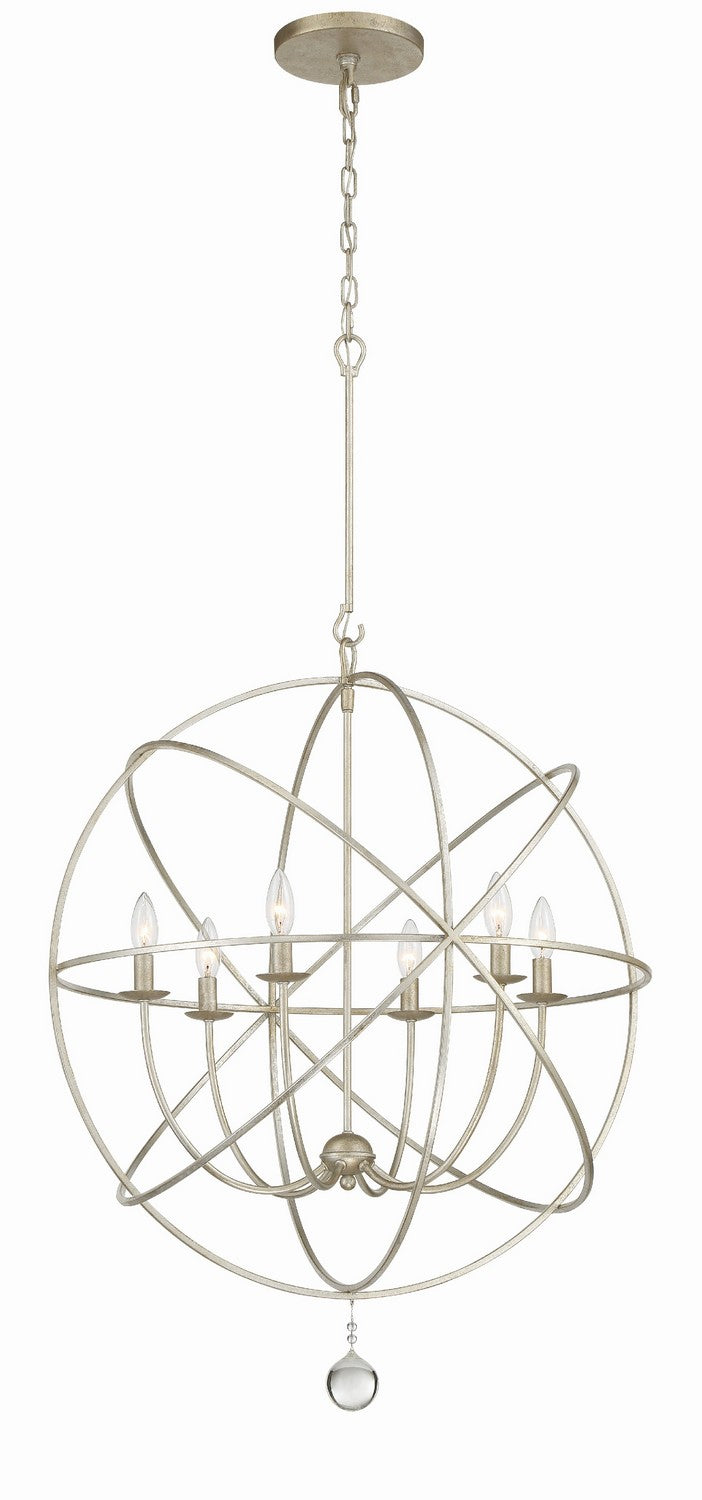 Crystorama 9228-OS Six Light Chandelier, Olde Silver