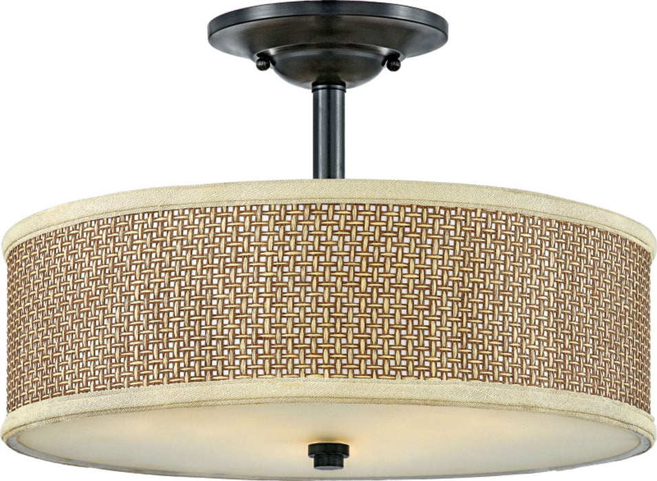 Quoizel ZE1717K Three Light Semi-Flush Mount, Mystic Black