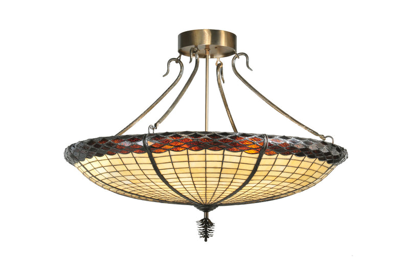 Meyda Tiffany 105627 Six Light Semi-Flushmount, Antique Copper
