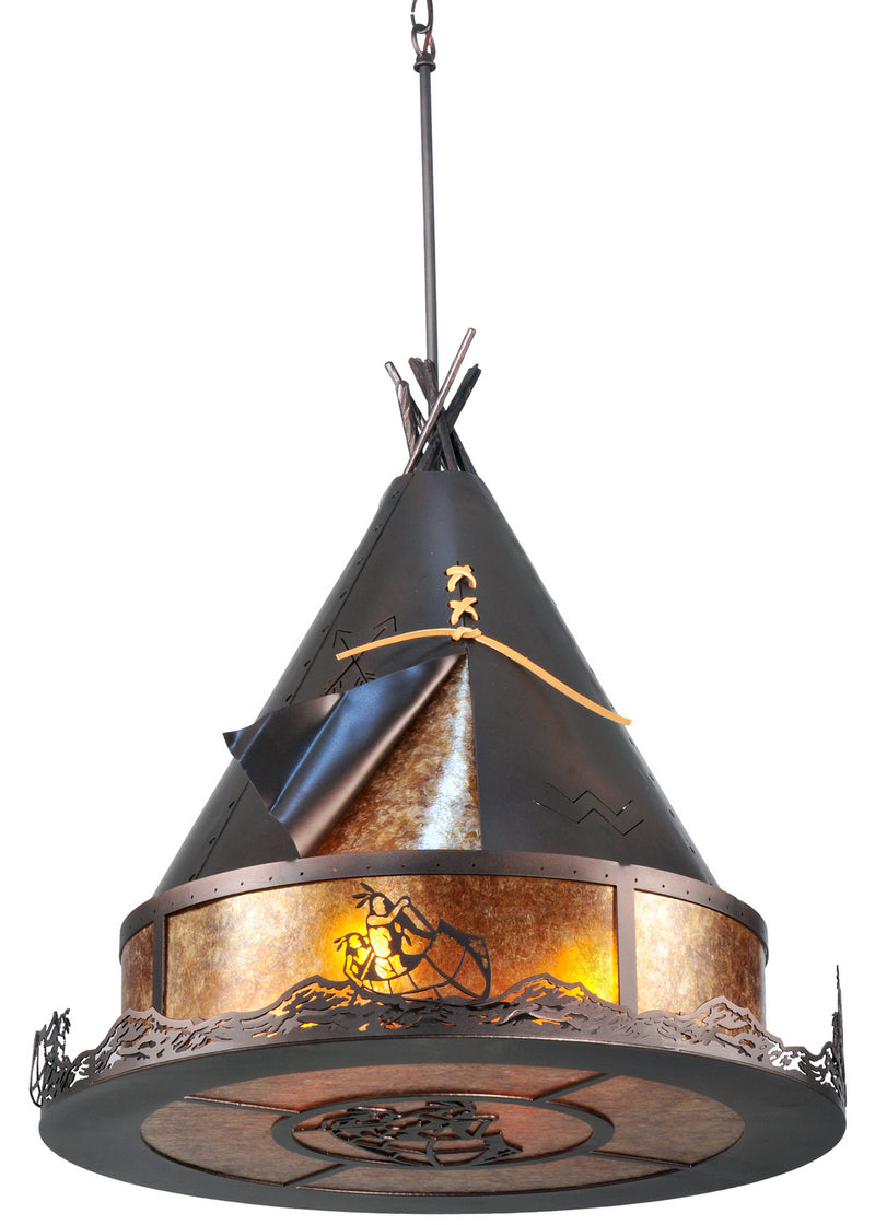 Meyda Tiffany 106545 Four Light Pendant, Mahogany Bronze