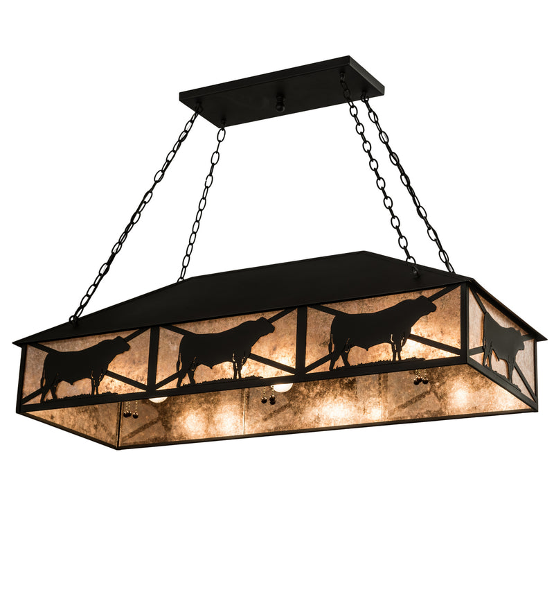 Meyda Tiffany 106870 Nine Light Oblong Pendant, Wrought Iron
