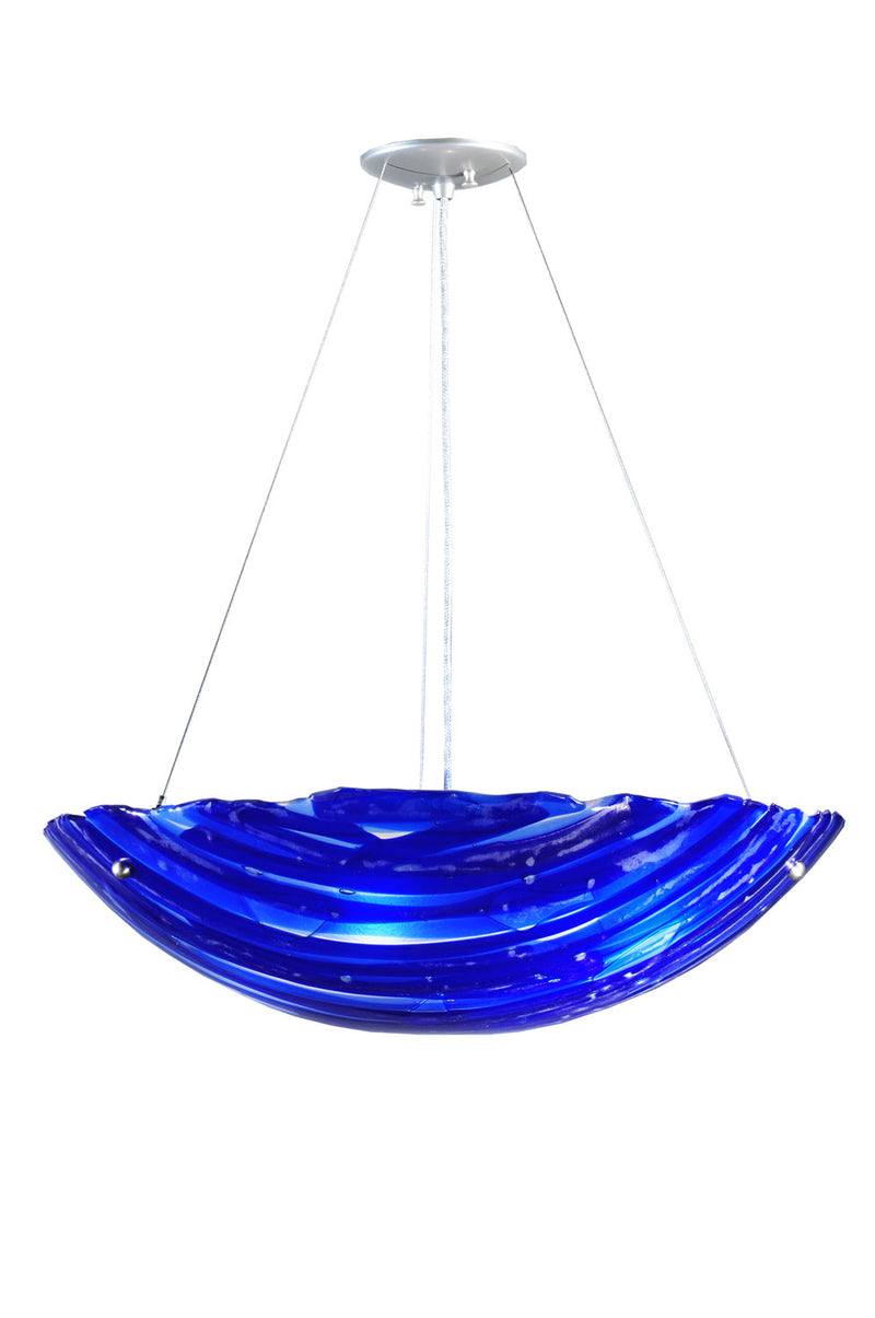 Meyda Tiffany 107083 Three Light Pendant, Blue/Dk/Med/Lt.On Clear