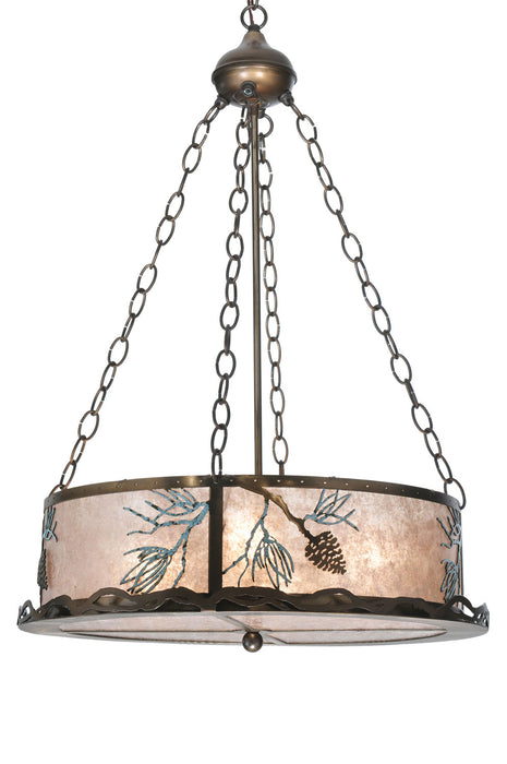 Meyda Tiffany 107941 Four Light Inverted Pendant, Antique Copper/Green Needles