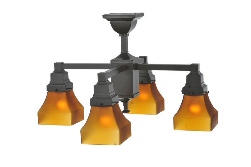 Meyda Tiffany 108063 Four Light Chandelier, Craftsman Brown