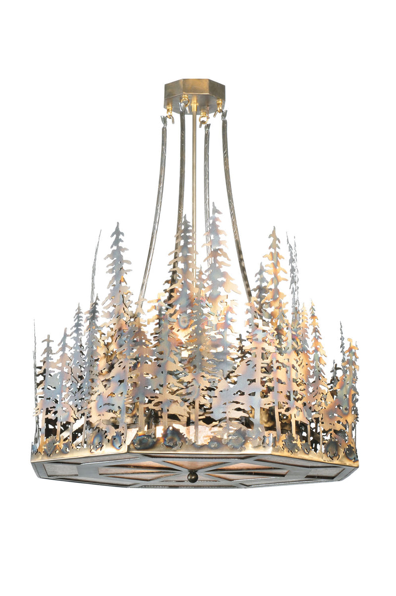 Meyda Tiffany 108091 Four Light Inverted Pendant, Dark Burnished Antique Copper
