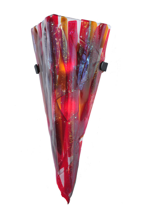 Meyda Tiffany 108291 Two Light Wall Sconce, Irid Red/Smoke/Amber/Clear Irid