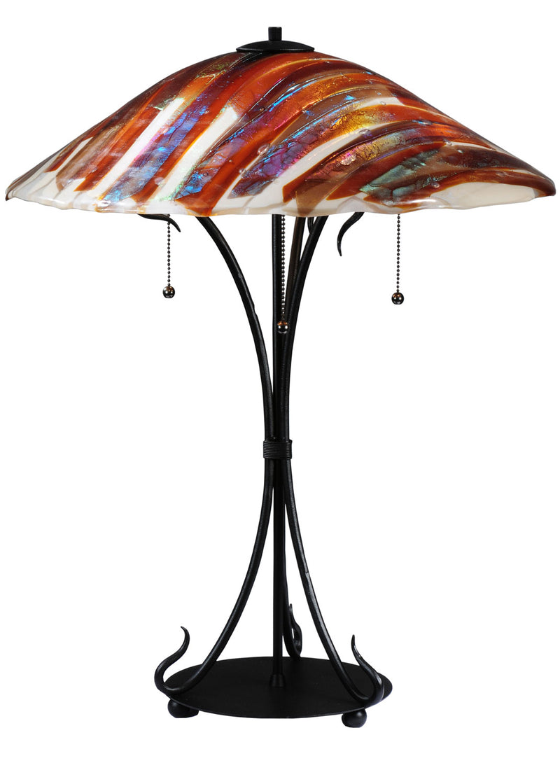 Meyda Tiffany 108321 Three Light Table Lamp, Transparent Copper