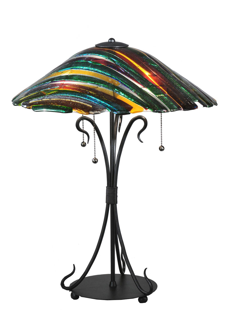 Meyda Tiffany 108407 Three Light Table Lamp, Antique Brass
