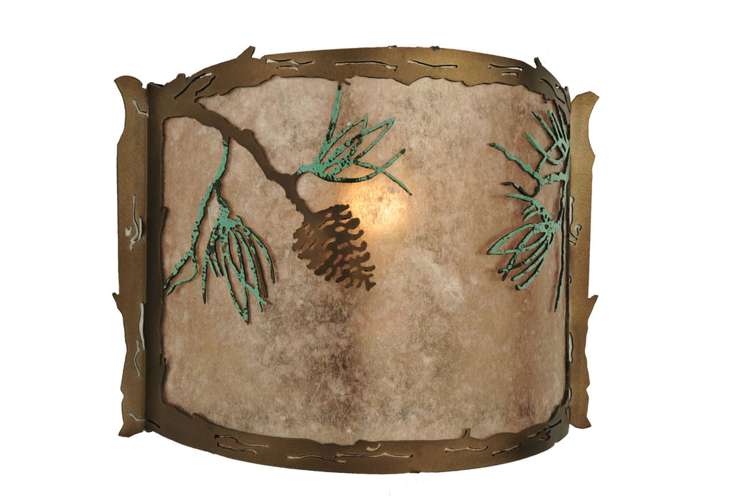 Meyda Tiffany 109902 One Light Wall Sconce, Antique Copper & Green Needles