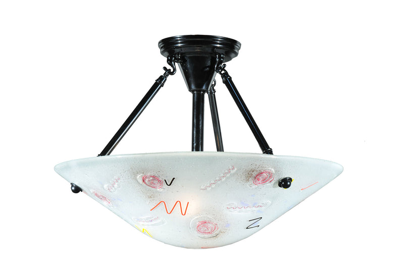 Meyda Tiffany 109968 Two Light Semi-Flushmount, Black Metal