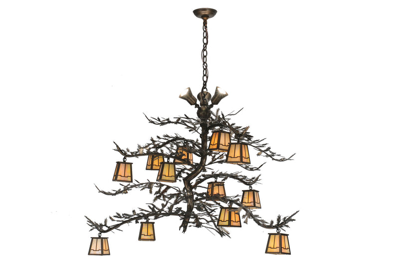 Meyda Tiffany 110031 15 Light Chandelier, Antique Copper Green Needles