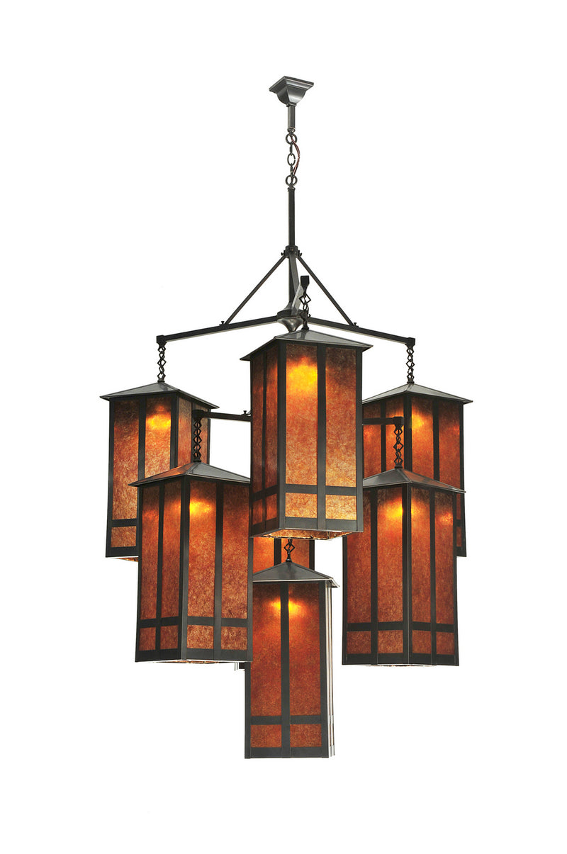 Meyda Tiffany 110093 Seven Light Chandelier, Craftsman Brown