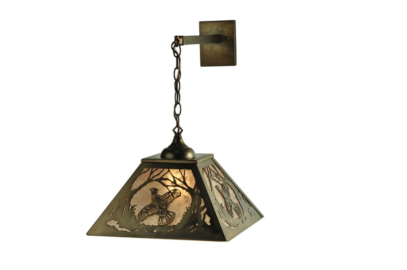 Meyda Tiffany 110134 One Light Wall Sconce, Antique Copper/Silver Mica