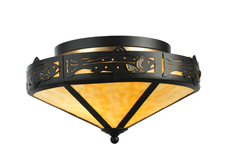Meyda Tiffany 110186 Two Light Flushmount, Textured Black