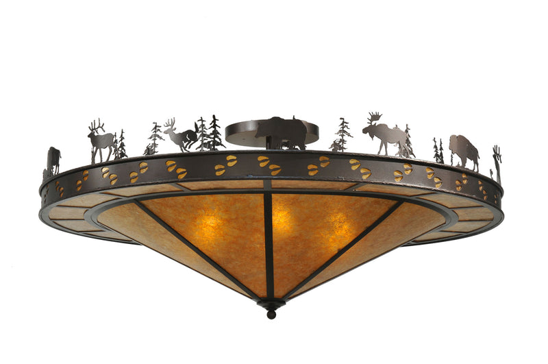 Meyda Tiffany 110338 Six Light Flushmount, Mahogany Bronze