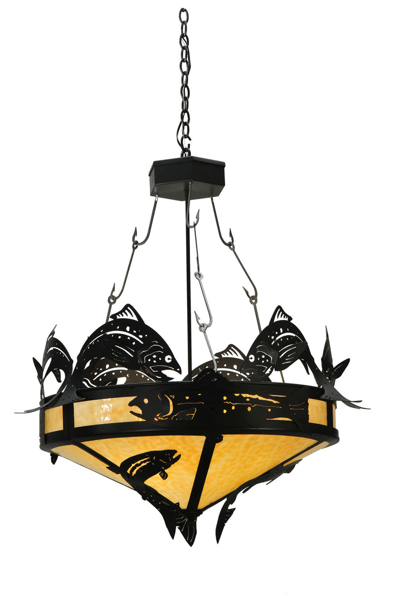 Meyda Tiffany 110367 Four Light Inverted Pendant, Textured Black