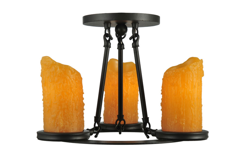 Meyda Tiffany 110508 Three Light Semi-Flushmount, Wrought Iron