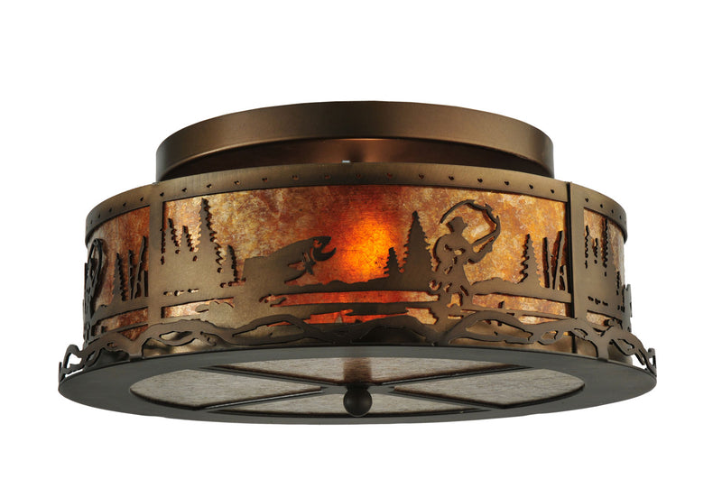 Meyda Tiffany 110647 Two Light Flushmount, Antique Copper