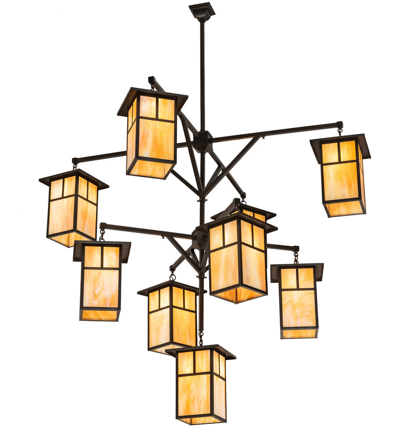 Meyda Tiffany 110802 Nine Light Chandelier, Craftsman Brown