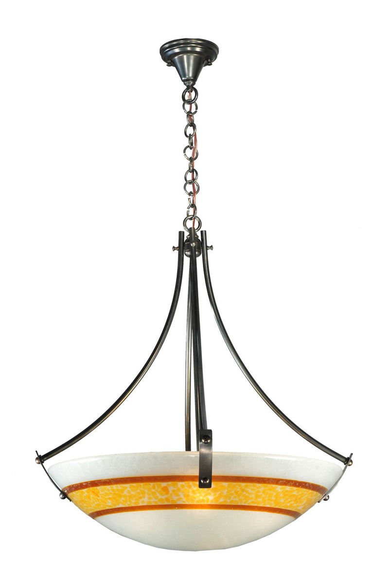 Meyda Tiffany 111186 Four Light Inverted Pendant, Craftsman Brown