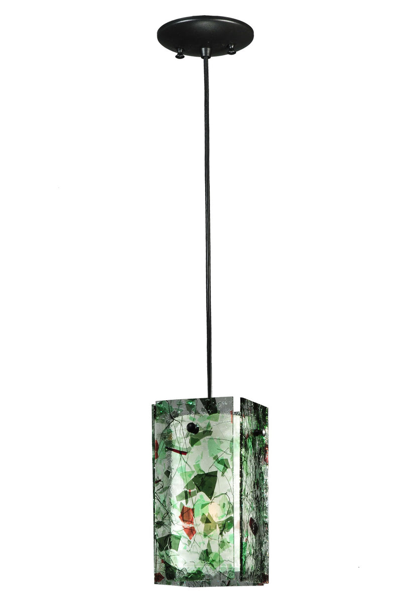 Meyda Tiffany 111297 One Light Mini Pendant, Parade (Green/Red Confeeti