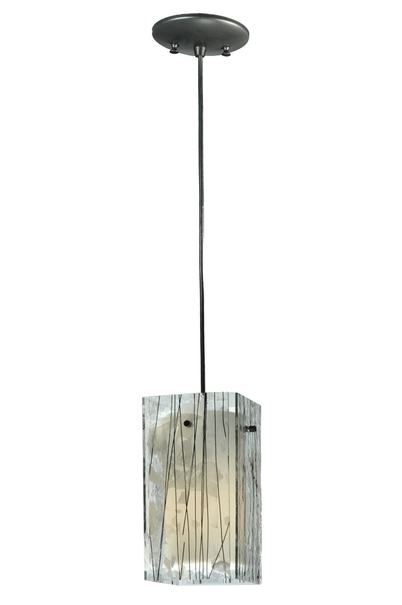 Meyda Tiffany 111349 One Light Mini Pendant, Branches (Black/White Streamers/Fractures